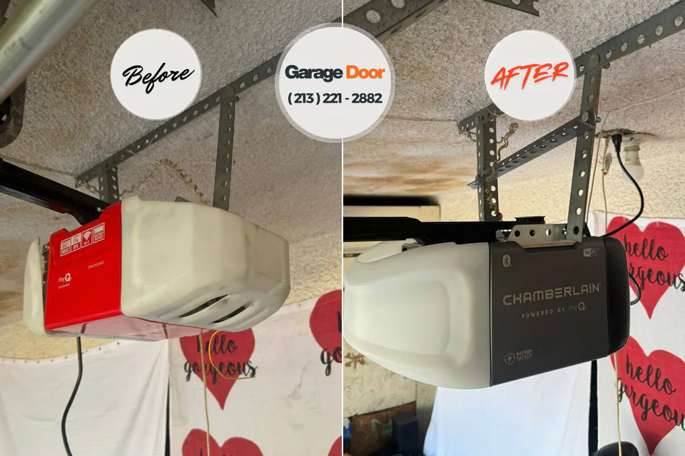 Before and after: garage door repair Waterford, WI